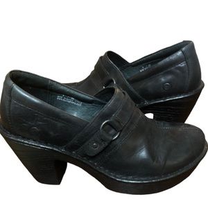 Born Black Leather Heel Clog Size 8